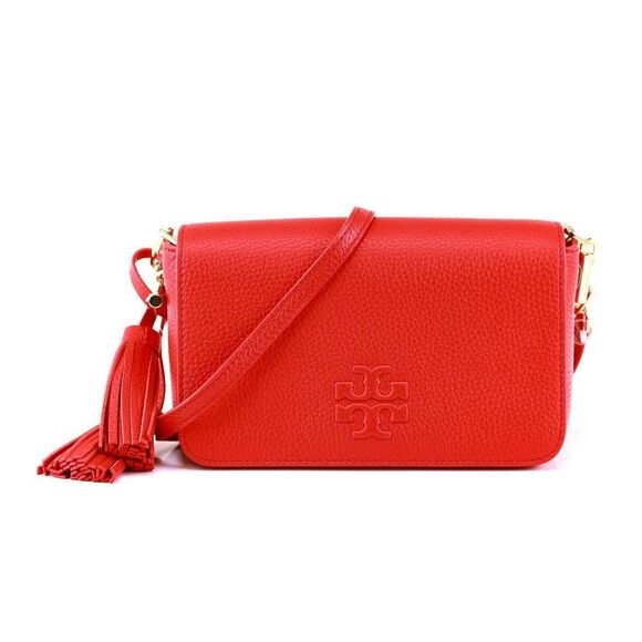 NWT Tory Burch Thea Mini Chain Bag Crossbody Brilliant Red $395+ - Picture 4 of 10